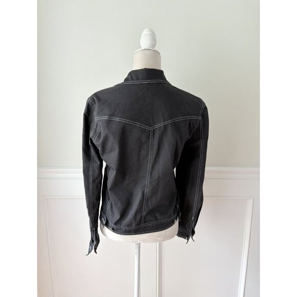 Leilei Womens Black Denim Jacket Western Style Stretchy Cotton Blend S - Picture 3 of 4